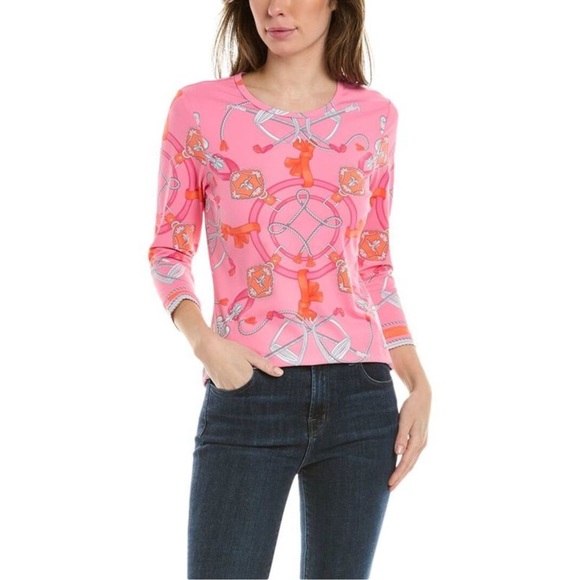 J.McLaughlin Signature Catalina Cloth pink equestrian blouse - Picture 1 of 8
